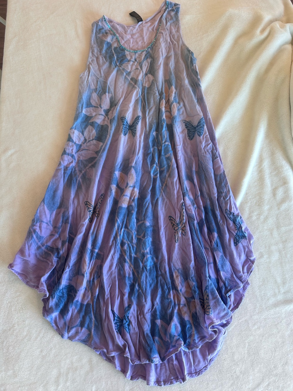 Sacred Threads Purple and Blue Butterfly Midi Dress